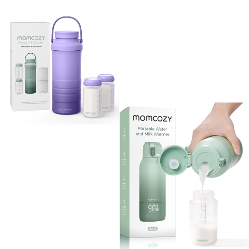 Momcozy 650ml Portable Breast Milk Cooler for Outdoor, 360°Total Cooling for 24Hours & Momcozy Portable Milk Warmer for Travel – Dual Heating for