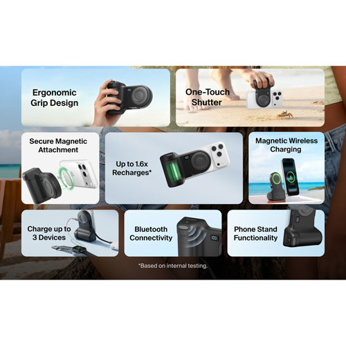 Chargeur portable USB-C de 9300 mAh PowerGrip de Belkin avec câble USB-C - Anthracite