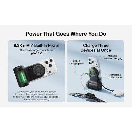 Chargeur portable USB-C de 9300 mAh PowerGrip de Belkin avec câble USB-C - Anthracite