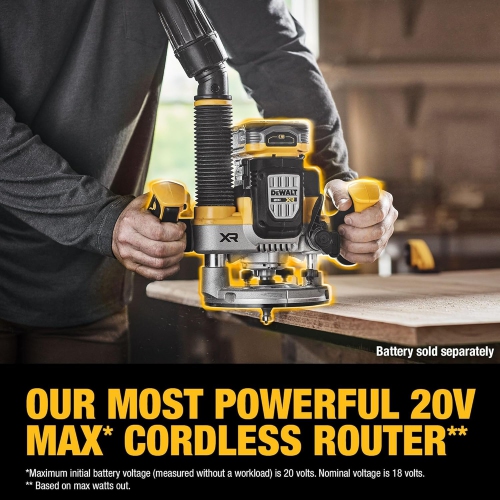 DEWALT 20V MAX XR 2-1/4 HP Plunge Router, Variable Speed with Perform & Protect Technology