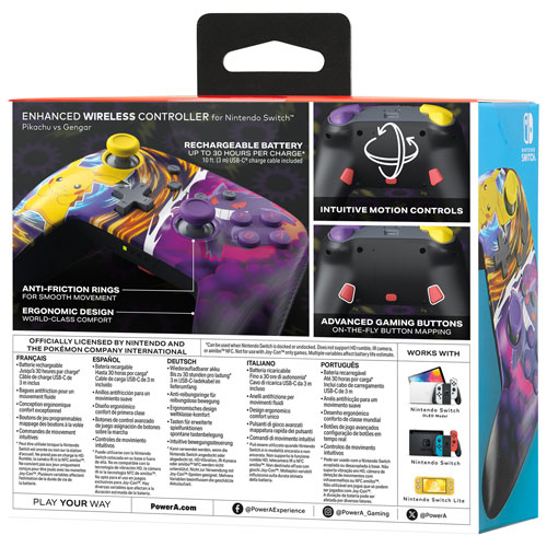 Manette sans fil optimisée de PowerA pour Nintendo Switch - Pikachu Vs. Gengar