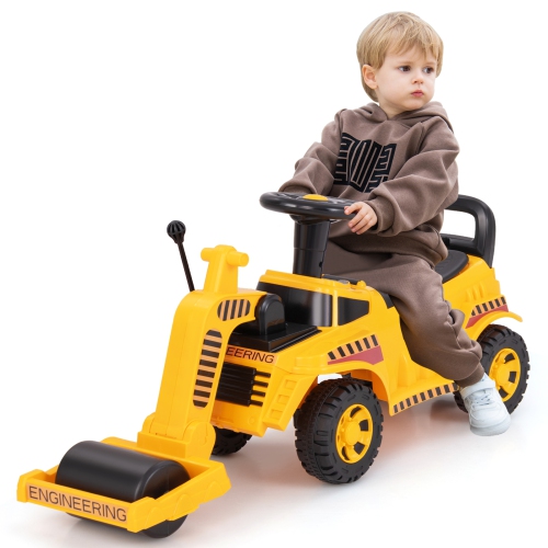 GYMAX  Kids Ride On Road Roller W/ Adjustable Roller Engine Sound Under-Seat Storage
