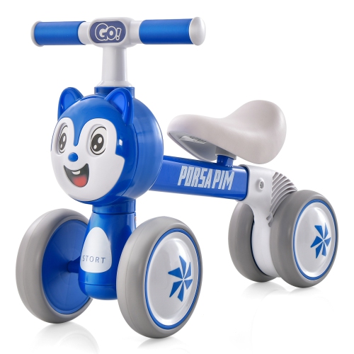 GYMAX  Baby Balance Bike Ride On Toys W/ Silent Wheels & Pu Seat Linked Rotating Eyes