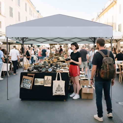 Gymax 10 X 10 FT Pop up Canopy Tent w/ Portable Carrying Bag 8 Stakes 4 Wind Ropes
