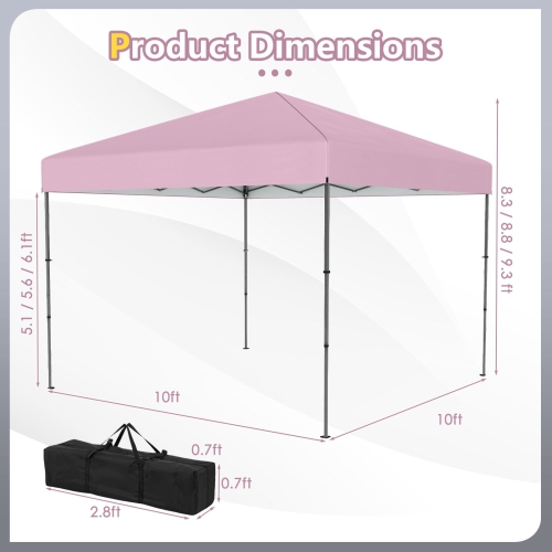 Gymax 10 X 10 FT Pop up Canopy Tent w/ Portable Carrying Bag 8 Stakes 4 Wind Ropes