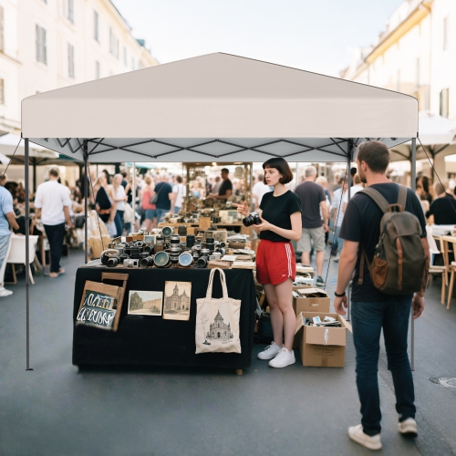 Gymax 10 X 10 FT Pop up Canopy Tent w/ Portable Carrying Bag 8 Stakes 4 Wind Ropes