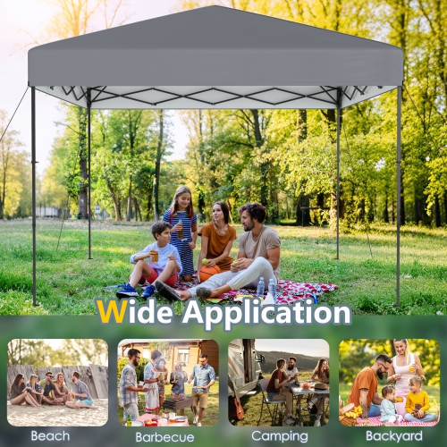 Gymax 10 X 10 FT Pop up Canopy Tent w/ Portable Carrying Bag 8 Stakes 4 Wind Ropes