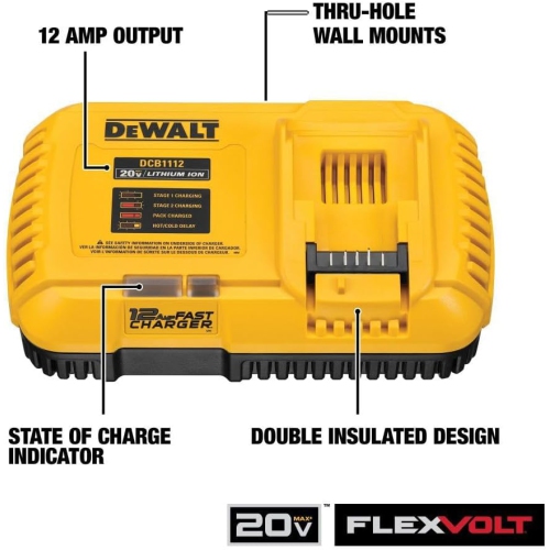 DEWALT Battery Charger, 20V + Flexvolt Fast Charger