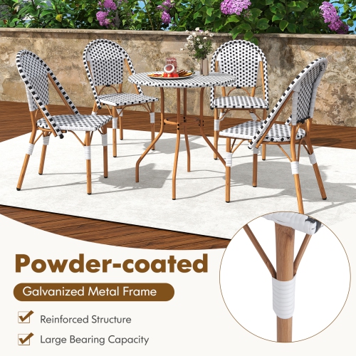 Gymax 3 Piece French Bistro Table Chair Set Outdoor Wicker Round Table & 2 Dining Chairs