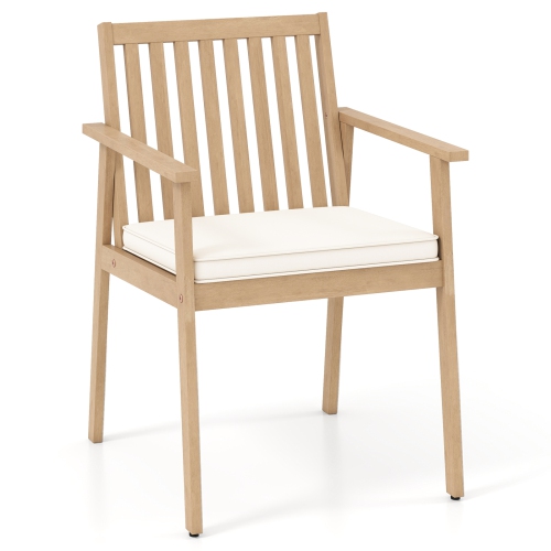 Gymax 4 PCS Patio Dining Chairs w/ Removable Padded Cushion Armrests & Teak Oil Finish