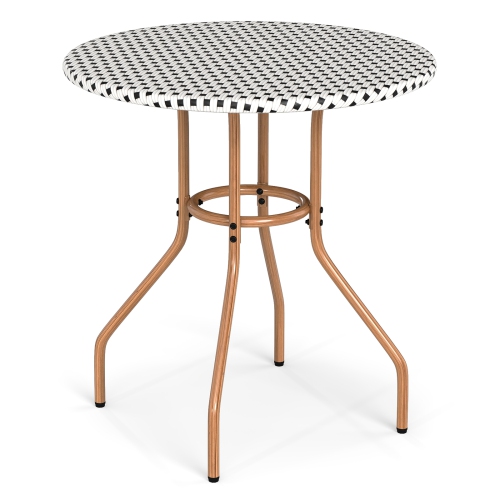 Gymax 27.5'' Outdoor Bistro Table PE Rattan Round Patio Side Table w/ Heavy Duty Metal Frame