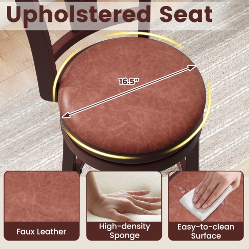 Gymax 26'' Counter Height Swivel Barstools Set of 4 High Backs & Footrests Solid Wood