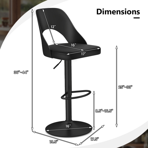 Gymax Bar Stools Set of 4 w/Enlarged PU Leather Seat Footrest Swivel Bar Chairs