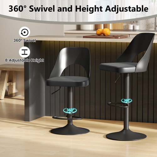 Gymax Bar Stools Set of 4 w/Enlarged PU Leather Seat Footrest Swivel Bar Chairs