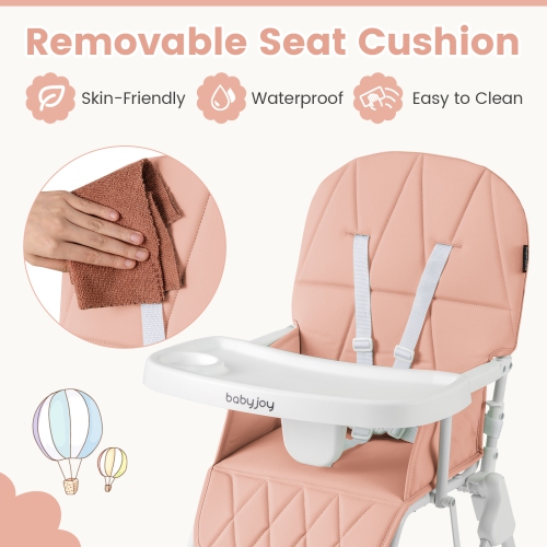 Gymax Foldable High Chair Easy Clean Compact Highchair w/ Removable Adjustable Tray