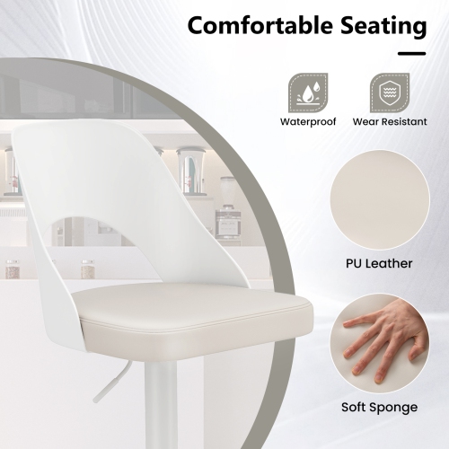 Gymax Bar Stools Set of 4 w/Enlarged PU Leather Seat Footrest Swivel Bar Chairs