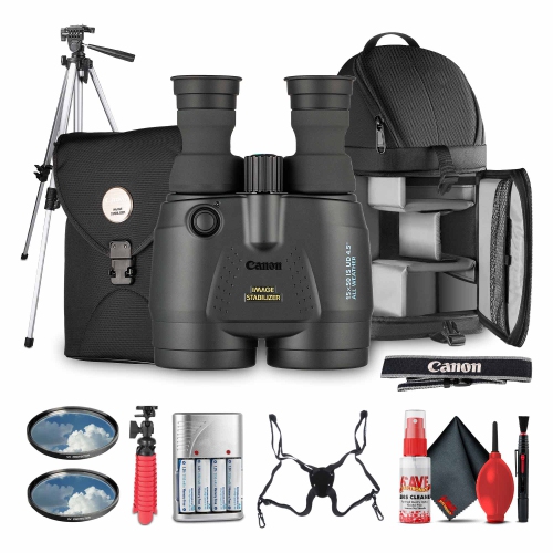 Canon 15x50 IS All-Weather Image Stabilized Binoculars + 72" Tripod + Harness + More