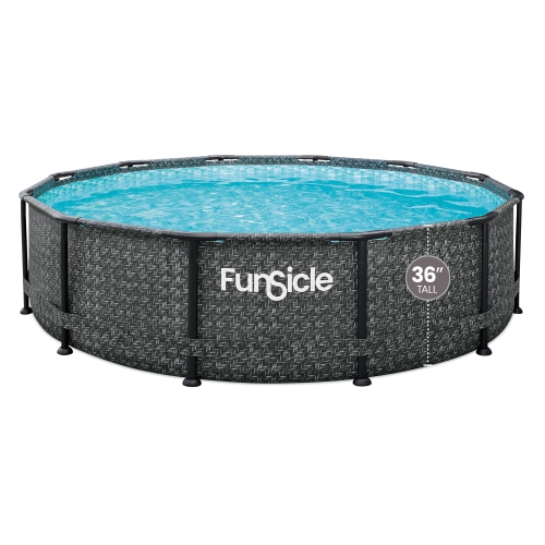 Funsicle – Piscine hors-terre ronde Oasis Designer, 12 pi x 36&nbsp;po, chevrons foncés