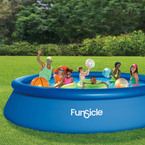 Piscine hors-terre d'extérieur gonflable avec dessus en anneau de 15 pi x 36&nbsp;po QuickSet de Funsicle avec pompe