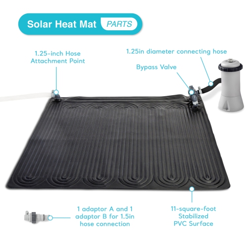 Intex Above Ground Swimming Pool Water Heater Solar Mat 28685E, Black