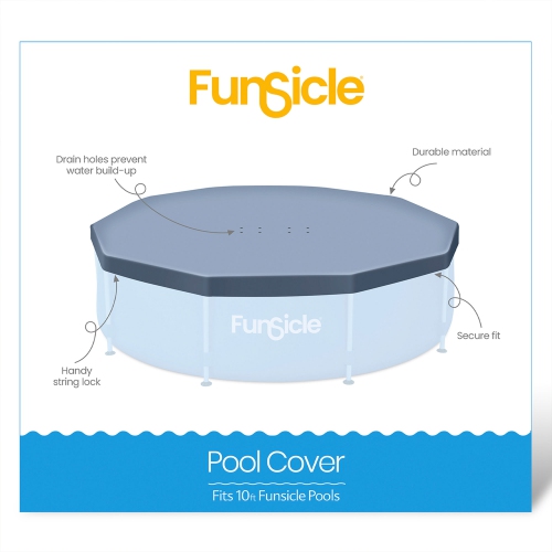 Funsicle 10 pi – Bâche ronde pour débris de piscine hors terre, accessoire seulement, gris