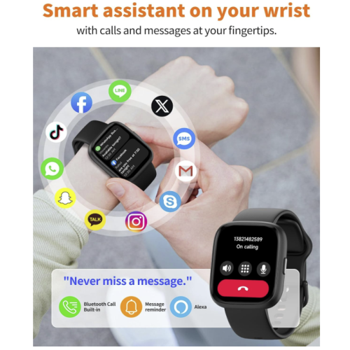 Smart Watch for Men & Women – Bluetooth Calling, 1.83" HD Touch Screen Fitness Tracker, 100+ Sports Modes, Heart Rate & Sleep Monitor, IP68