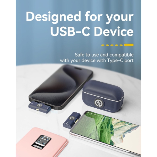 Boîte ouverte - Micro-cravate sans fil M2 de Hollyland pour iPhone 15 et Android, USB-C.