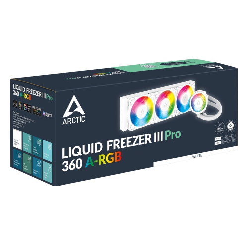 Arctic Liquid Freezer III Pro 360 A-RGB AIO CPU Water Cooler, New Silent & Powerful VRM Fan, Improved Radiator, Efficient PWM Pump (White)