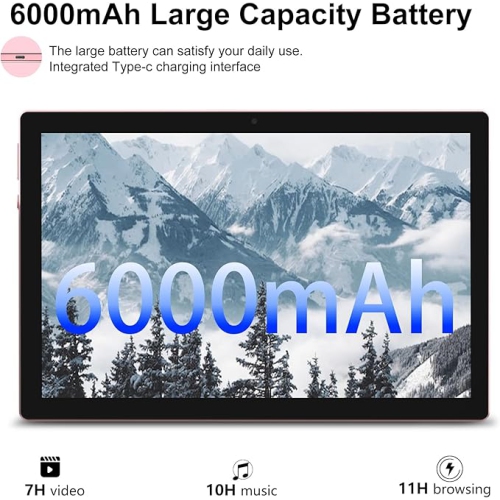 10 inch Android 14 Tablet, 8GB RAM+64GB ROM/1TB Expend Tablet, 1.8Ghz Quad-core Processor, 2 in 1 Tablets with Keyboard/Case/Mouse/Stylus, 1280x800