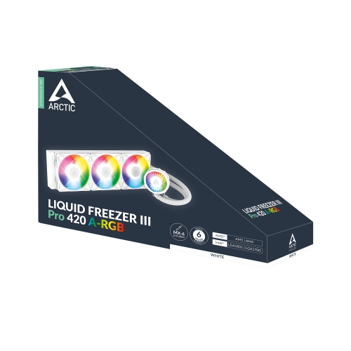 Arctic Liquid Freezer III Pro 420 A-RGB AIO CPU Water Cooler, New Silent & Powerful VRM Fan, Improved Radiator, Efficient PWM Pump (WHITE)