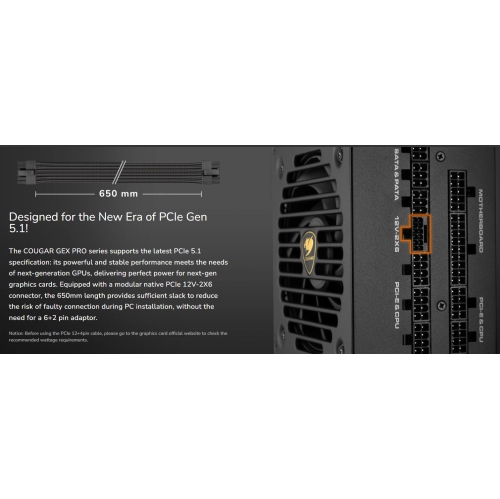 Cougar GEX PRO 650-Watt Fully Modular Power Supply 80 Plus Gold