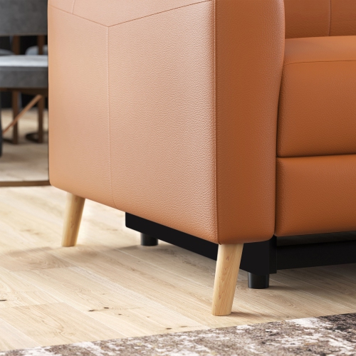 Valencia – Causeuse inclinable double en cuir Elodie avec console, cognac