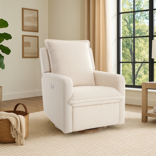 Valencia – Fauteuil inclinable pivotant en peau de mouton Milo, beige