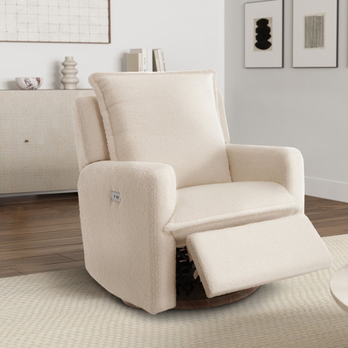 Valencia – Fauteuil inclinable pivotant en peau de mouton Milo, beige