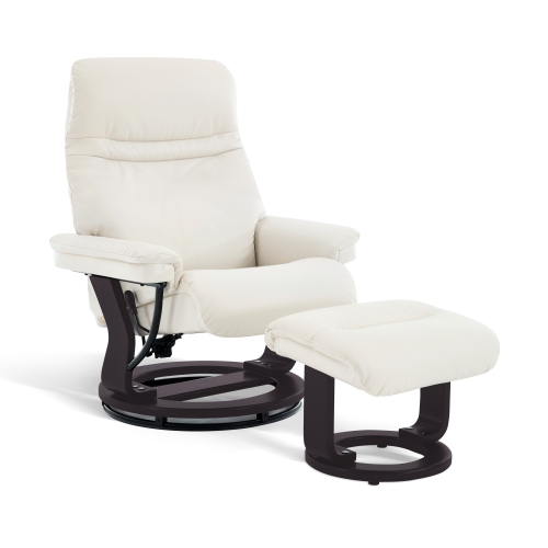 Valencia Massimo Leather Recliner Seat with Ottoman, Beige