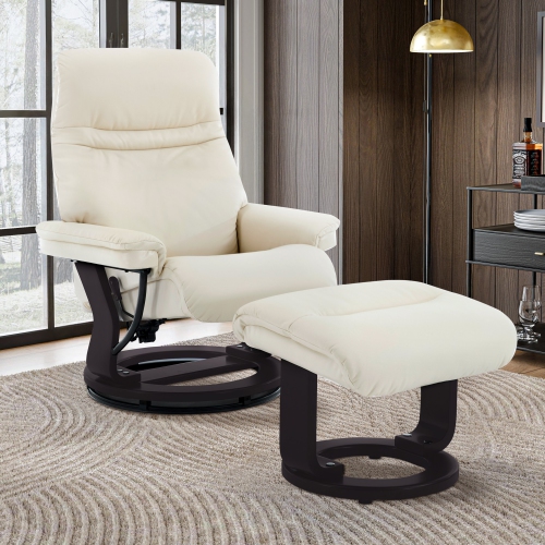 Valencia Massimo Leather Recliner Seat with Ottoman, Beige