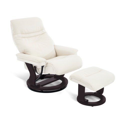 Valencia Massimo Leather Recliner Seat with Ottoman, Beige