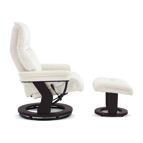 Valencia Massimo Leather Recliner Seat with Ottoman, Beige