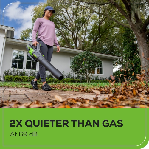 Souffleuse à feuilles sans fil sans balais 60&nbsp;V de 610 pi3/min 130&nbsp;MpxH de Greenworks avec bandoulière, outil seulement