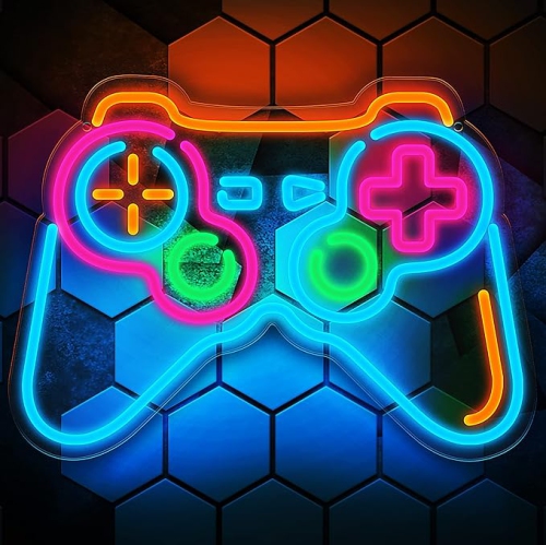 Eufrozy Gamer Neon Signs for Man Cave, Blue Gamepad Controller LED Neon Sign Game 6 Dimmable Gaming Neon Lights pour adolescents Garçons Joueur Décor
