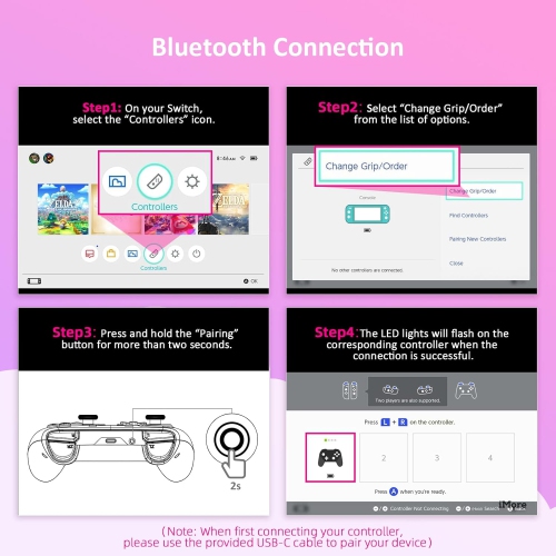 NexiGo Controller for Switch/Switch Lite/OLED, Bluetooth Wireless Controllers for Nintendo Switch with Vibration, Motion, Turbo and LED Light, Gift