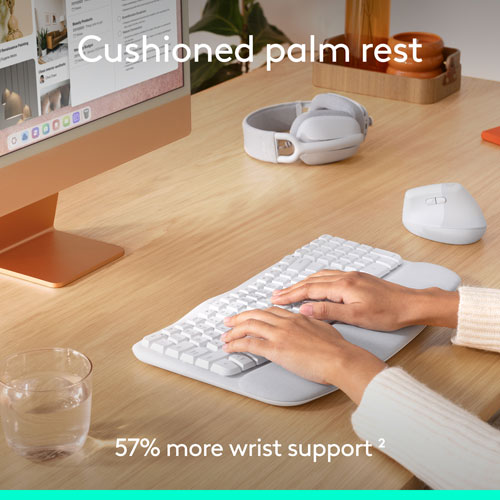 Logitech Wave Keys Bluetooth Membrane Full-Size Ergonomic Keyboard & Mouse Combo for Mac - White - EN -Only at Best Buy