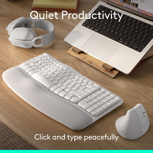 Logitech Wave Keys Bluetooth Membrane Full-Size Ergonomic Keyboard & Mouse Combo for Mac - White - EN -Only at Best Buy