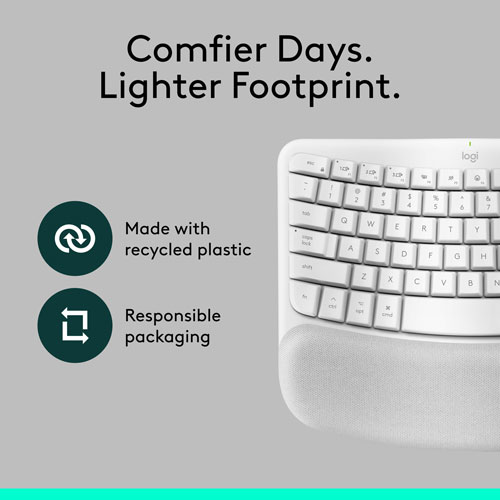 Logitech Wave Keys Bluetooth Membrane Full-Size Ergonomic Keyboard & Mouse Combo for Mac - White - EN -Only at Best Buy