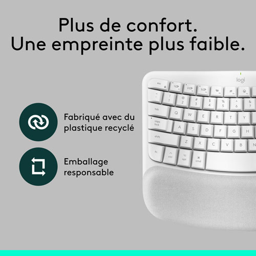 Logitech Wave Keys Bluetooth Membrane Full-Size Ergonomic Keyboard & Mouse Combo for Mac - White - EN -Only at Best Buy