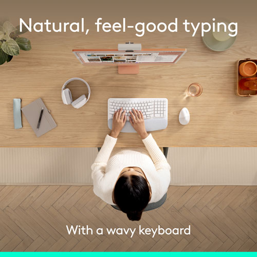 Logitech Wave Keys Bluetooth Membrane Full-Size Ergonomic Keyboard & Mouse Combo for Mac - White - EN -Only at Best Buy