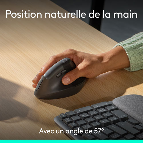 Ensemble souris et clavier ergonomique pleine grandeur à membrane Bluetooth Wave Keys de Logitech - Noir - Anglais