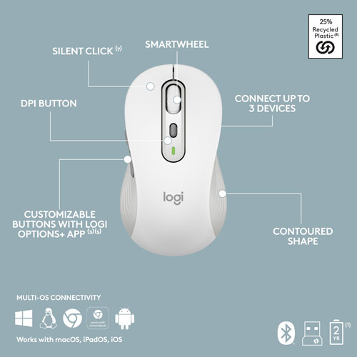 Ensemble clavier mince et souris optique Bluetooth MK955 Signature Slim de Logitech - Blanc - Anglais - Exclusivité Best Buy