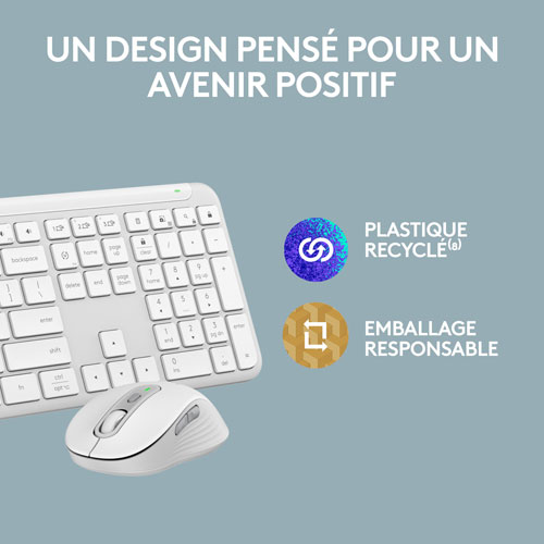 Ensemble clavier mince et souris optique Bluetooth MK955 Signature Slim de Logitech - Blanc - Anglais - Exclusivité Best Buy