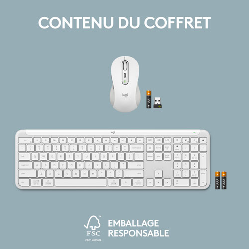 Ensemble clavier mince et souris optique Bluetooth MK955 Signature Slim de Logitech - Blanc - Anglais - Exclusivité Best Buy